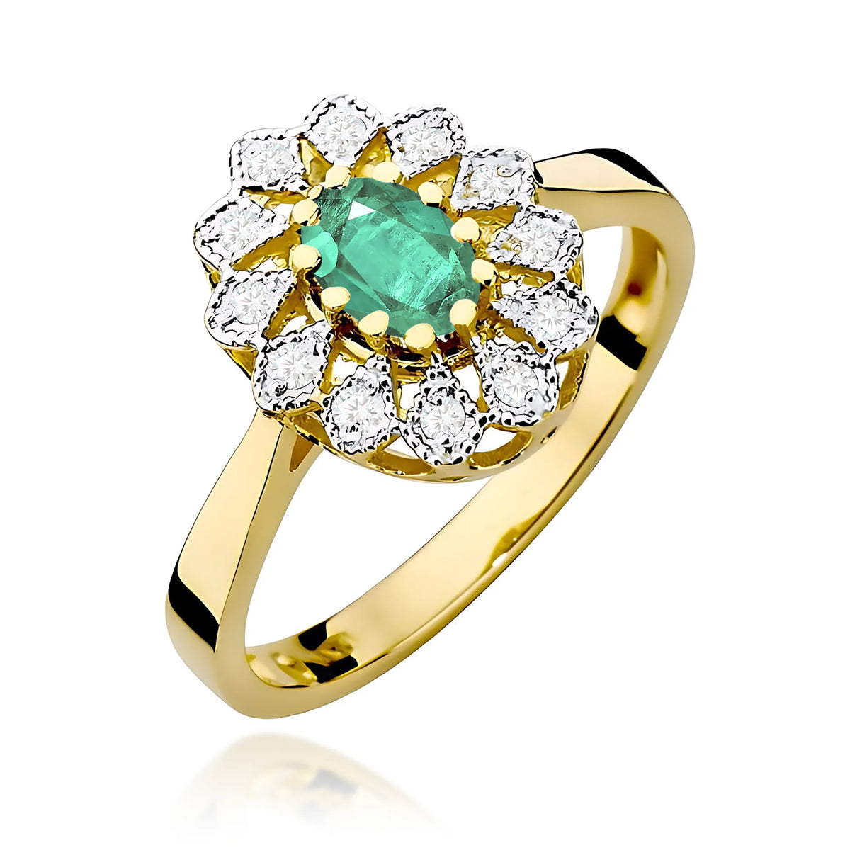 zlatý prsteň s 0,40 ct smaragdom a 0,103 ct diamantmi w0354-emg-01