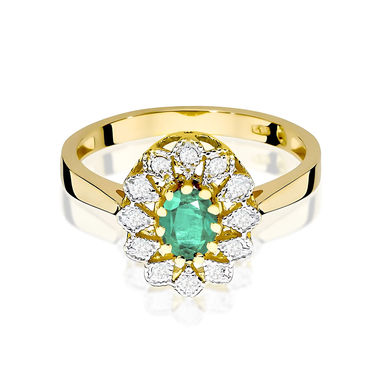 zlatý prsteň s 0,40 ct smaragdom a 0,103 ct diamantmi w0354-emg-01