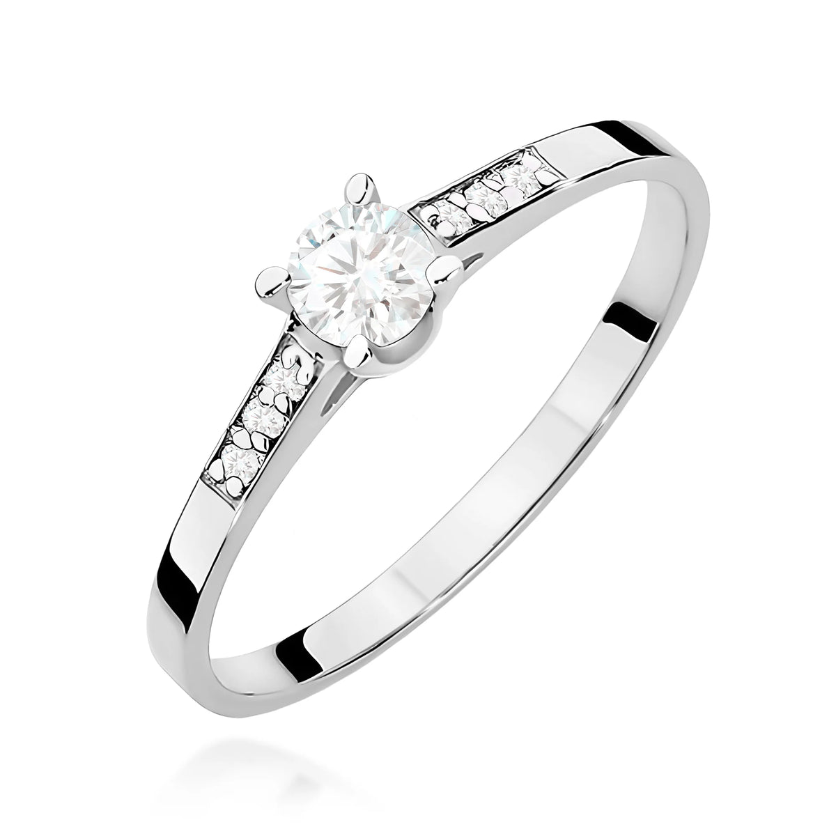 Prsteň z bieleho zlata s lab-grown diamantmi 0,15 ct a 0,06 ct