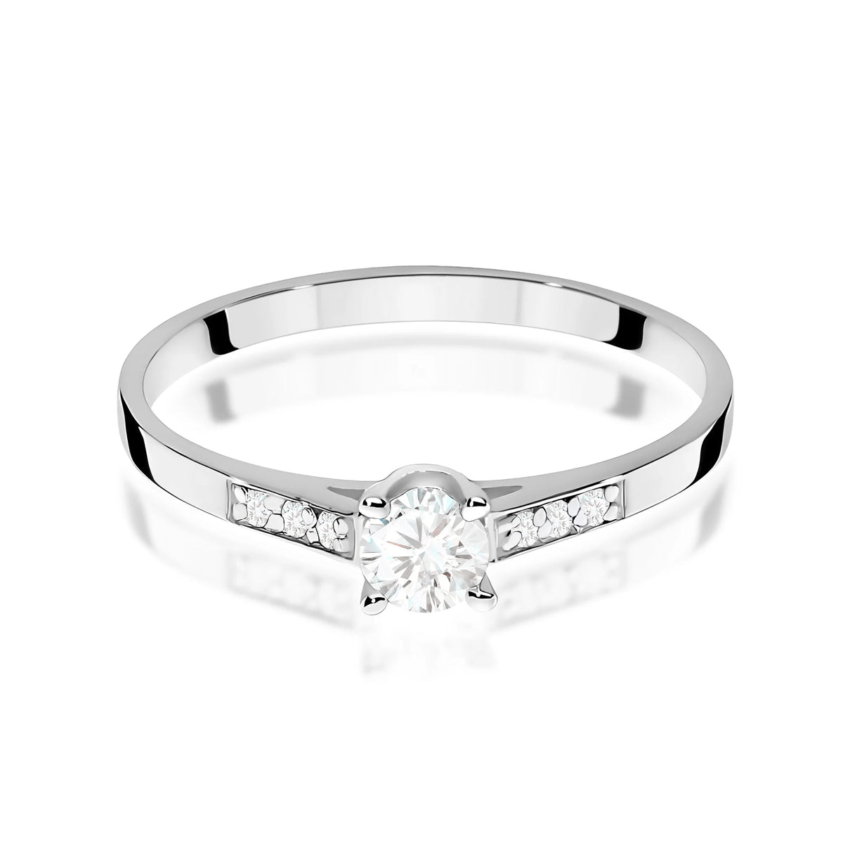 Prsteň z bieleho zlata s lab-grown diamantmi 0,15 ct a 0,06 ct