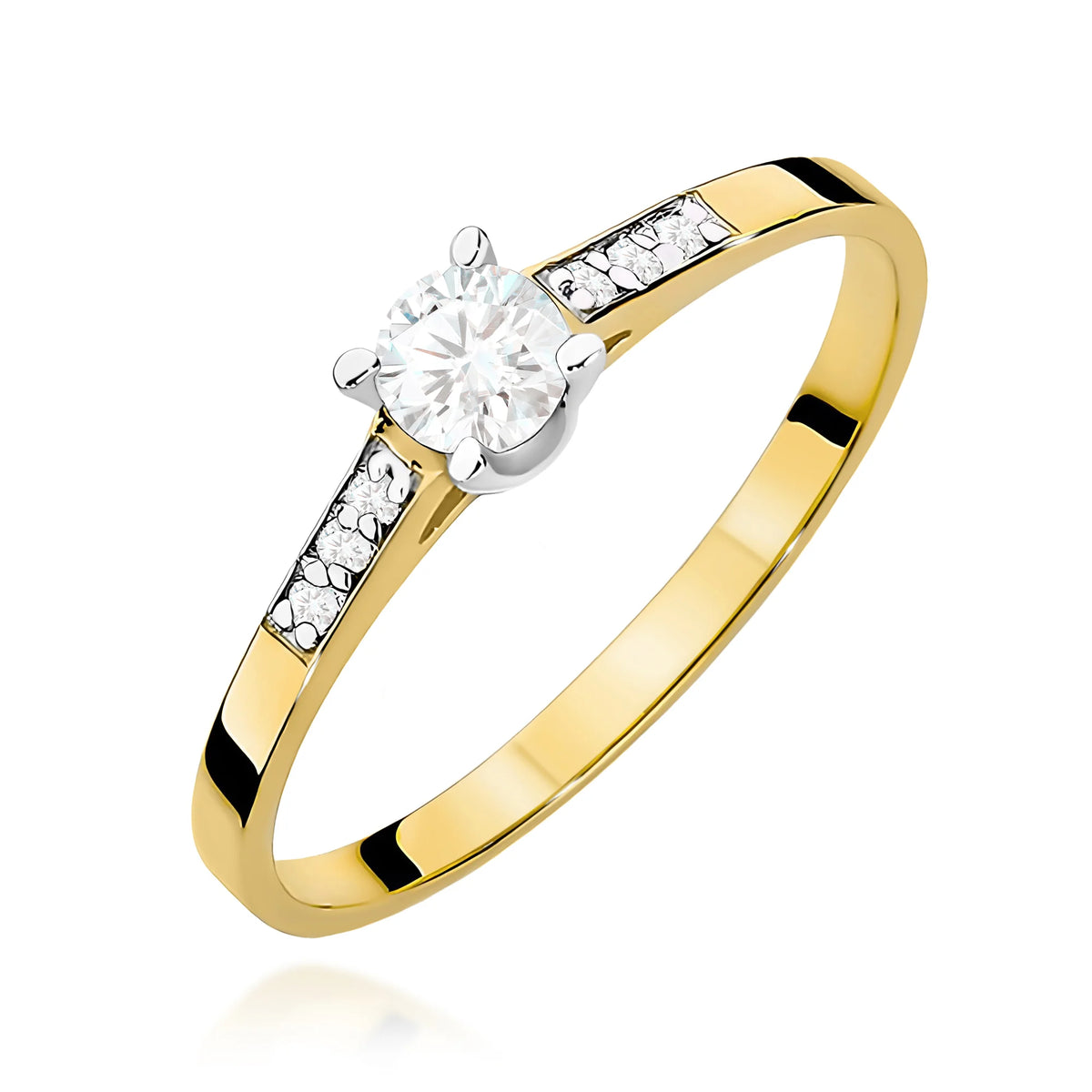 Prsteň zo žltého zlata s lab-grown diamantmi 0,15 ct a 0,06 ct