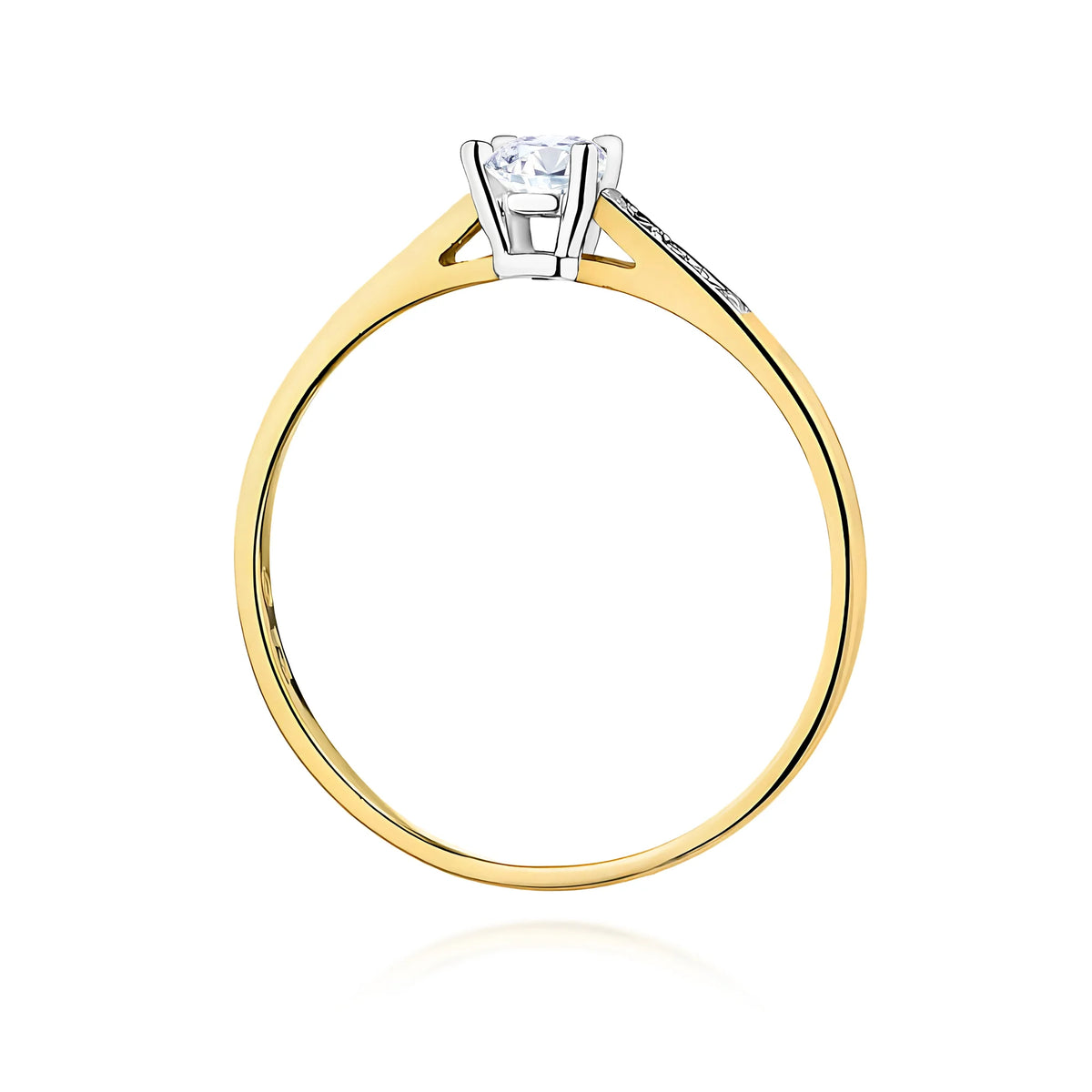 Prsteň zo žltého zlata s lab-grown diamantmi 0,15 ct a 0,06 ct