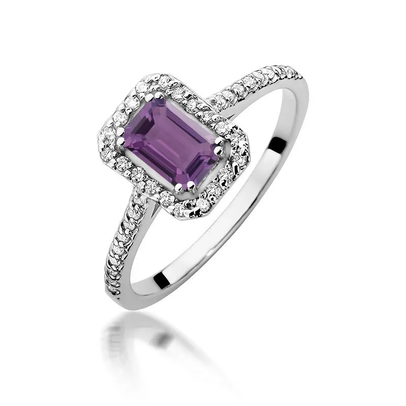 zlatý prsteň s 0,50 ct ametystom a 0,19 ct diamantmi w0403-amv-01