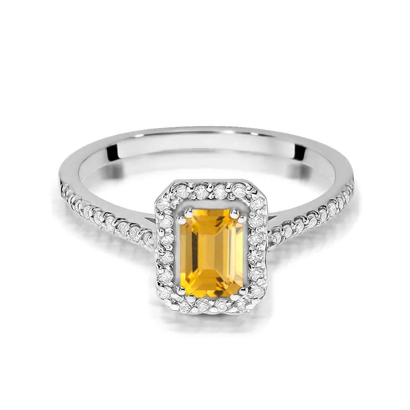 zlatý prsteň s 0,60 ct citrínom a 0,19 ct diamantmi w0403-ciy-01