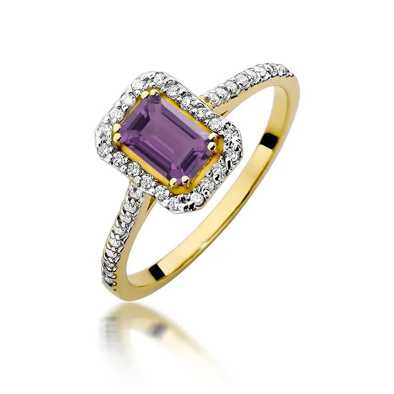 zlatý prsteň s 0,50 ct ametystom a 0,19 ct diamantmi w0403-amv-01