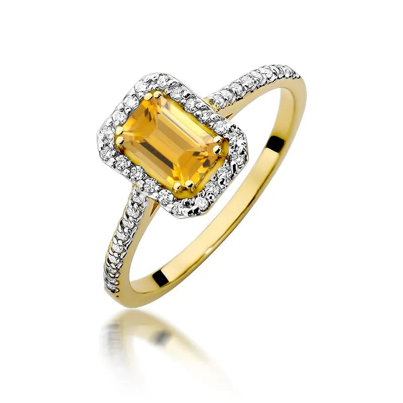 zlatý prsteň s 0,60 ct citrínom a 0,19 ct diamantmi w0403-ciy-01