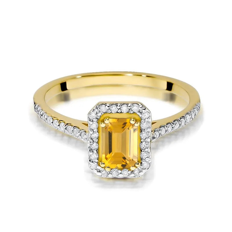zlatý prsteň s 0,60 ct citrínom a 0,19 ct diamantmi w0403-ciy-01