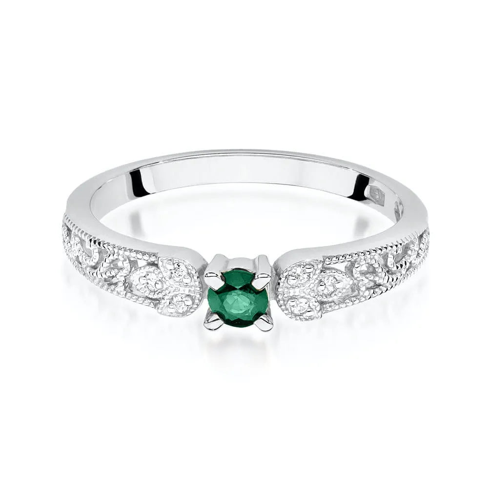 zlatý prsteň s 0,15 ct smaragdom a 0,03 ct diamantmi w0411-emg-01