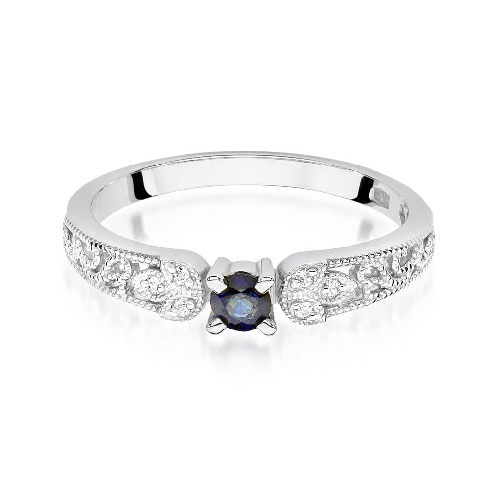 zlatý prsteň s 0,15 ct zafírom a 0,03 ct diamantmi w0411-sab-01