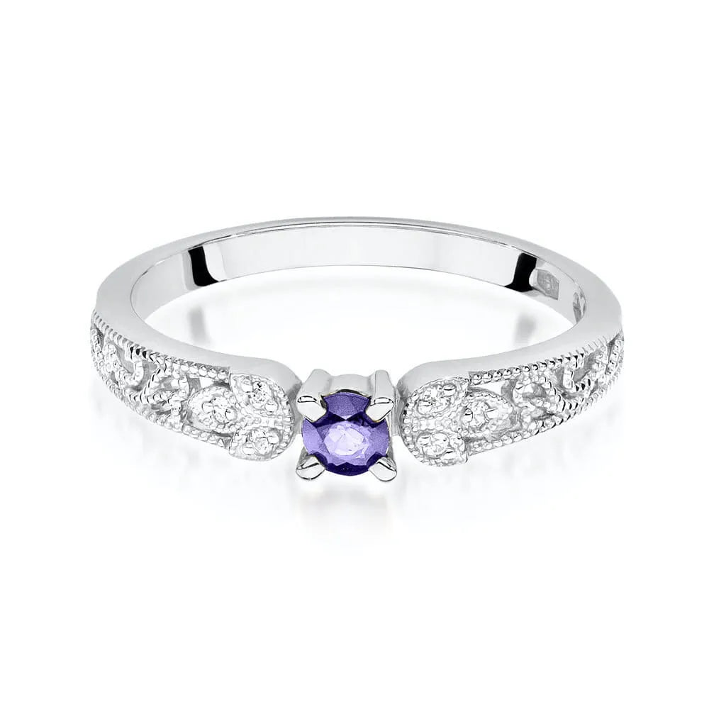 zlatý prsteň s 0,15 ct tanzanitom a 0,03 ct diamantmi w0411-tap-01