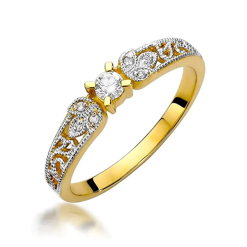 zlatý prsteň s diamantmi 0,10 ct a 0,03 ct w0411-diw-01