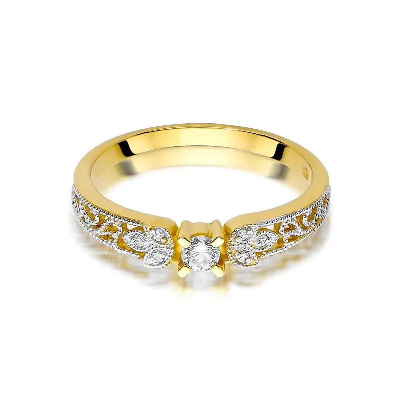 zlatý prsteň s diamantmi 0,10 ct a 0,03 ct w0411-diw-01