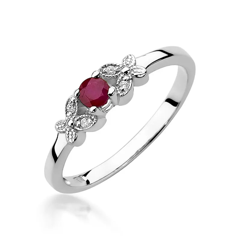 zlatý prsteň s 0,15 ct rubínom a 0,02 ct diamantmi w0414-rur-01