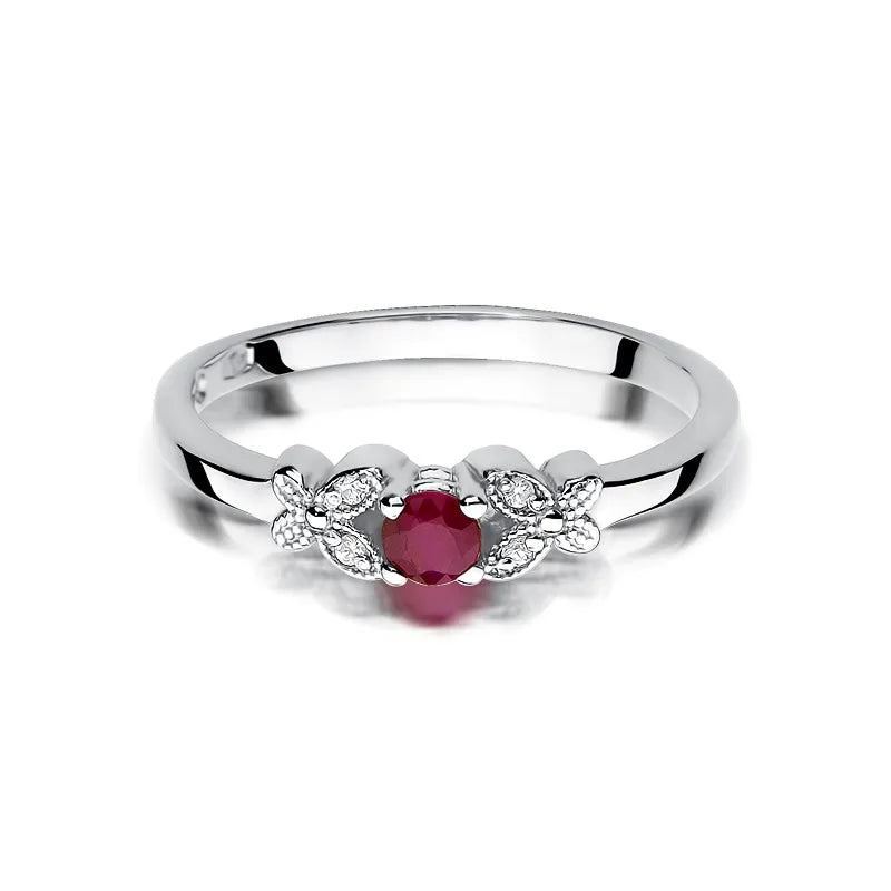 zlatý prsteň s 0,15 ct rubínom a 0,02 ct diamantmi w0414-rur-01