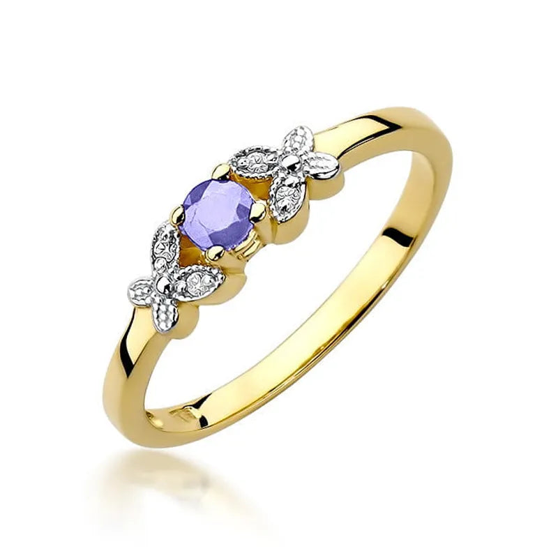 zlatý prsteň s 0,15 ct tanzanitom a 0,02 ct diamantmi w0414-tap-01