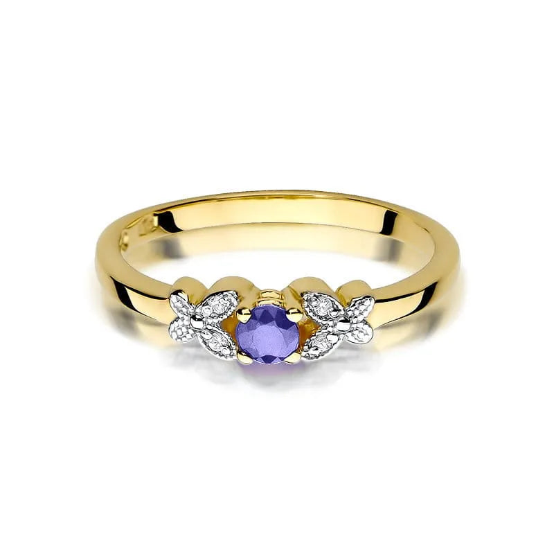 zlatý prsteň s 0,15 ct tanzanitom a 0,02 ct diamantmi w0414-tap-01