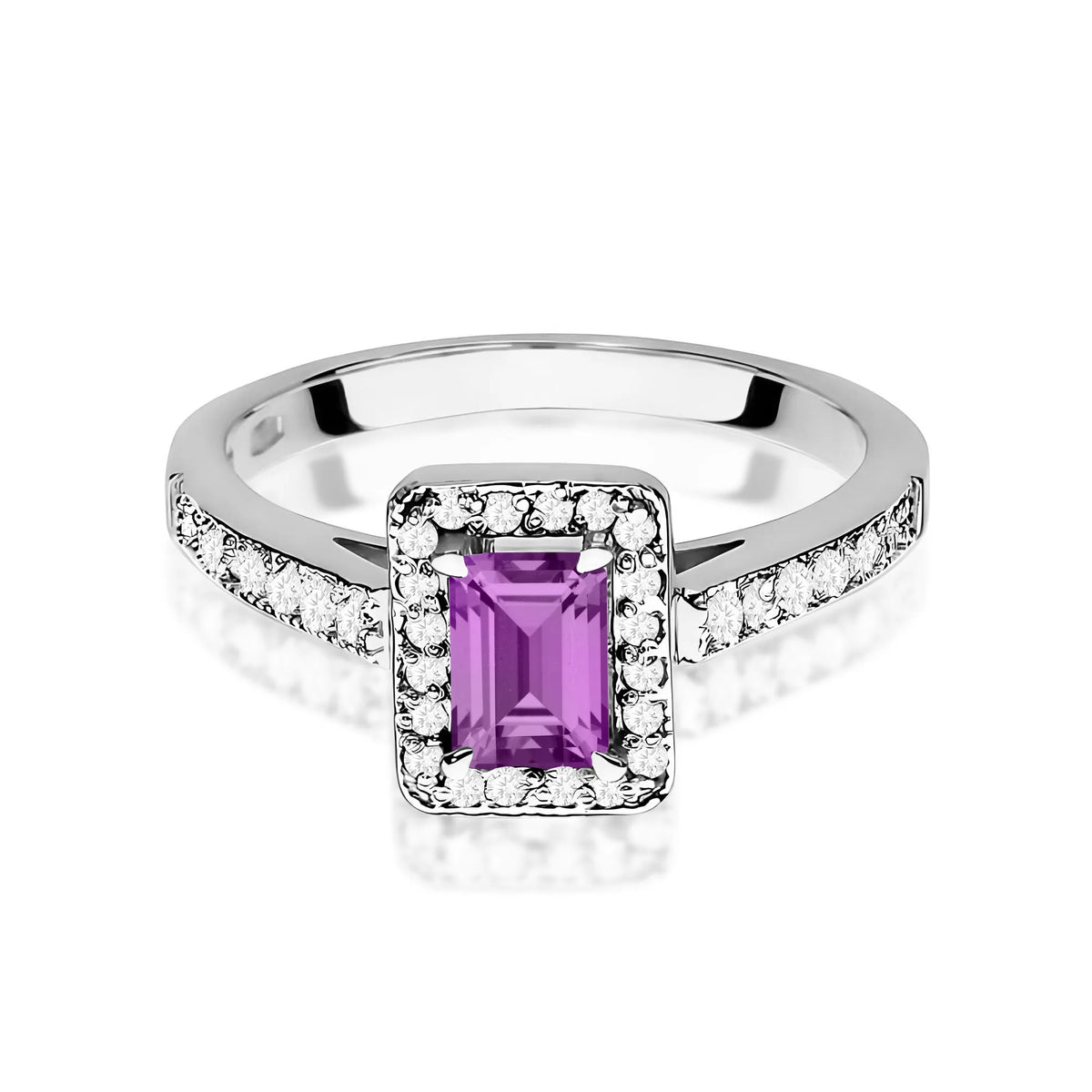 zlatý prsteň s 0,50 ct ametystom a 0,22 ct diamantmi w0422-amv-01