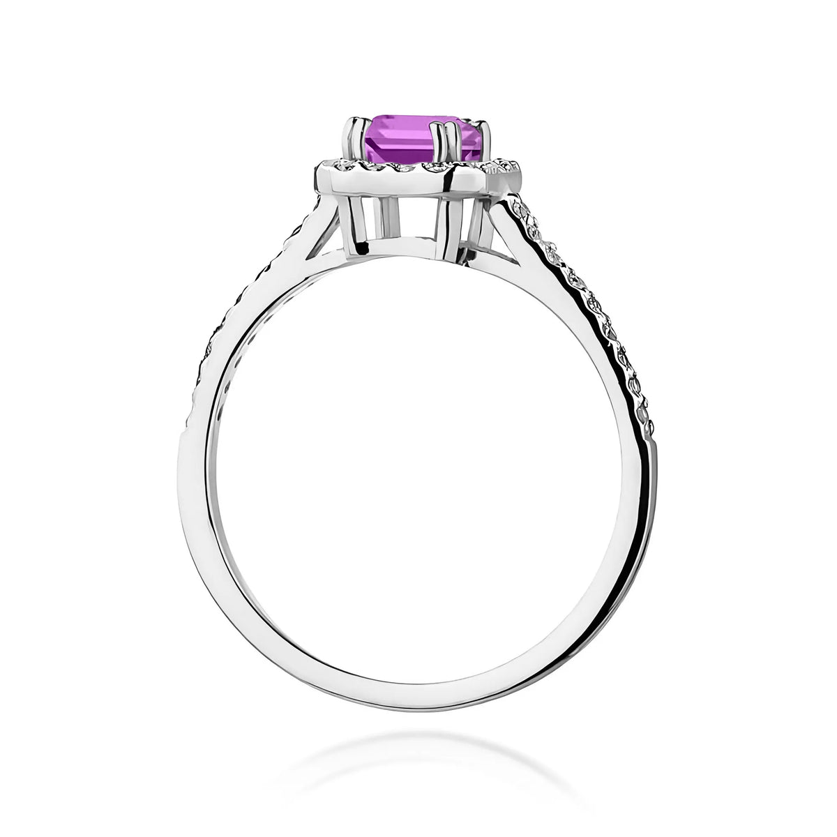 zlatý prsteň s 0,50 ct ametystom a 0,22 ct diamantmi w0422-amv-01