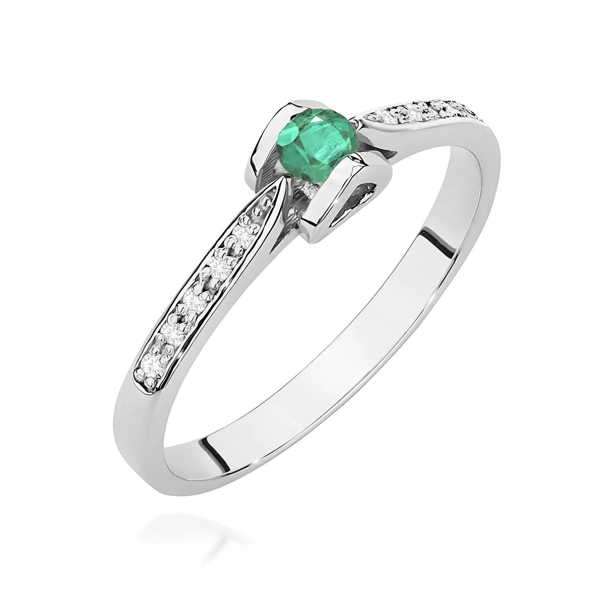 zlatý prsteň s 0,15 ct smaragdom a 0,05 ct diamantmi w0435-emg-01