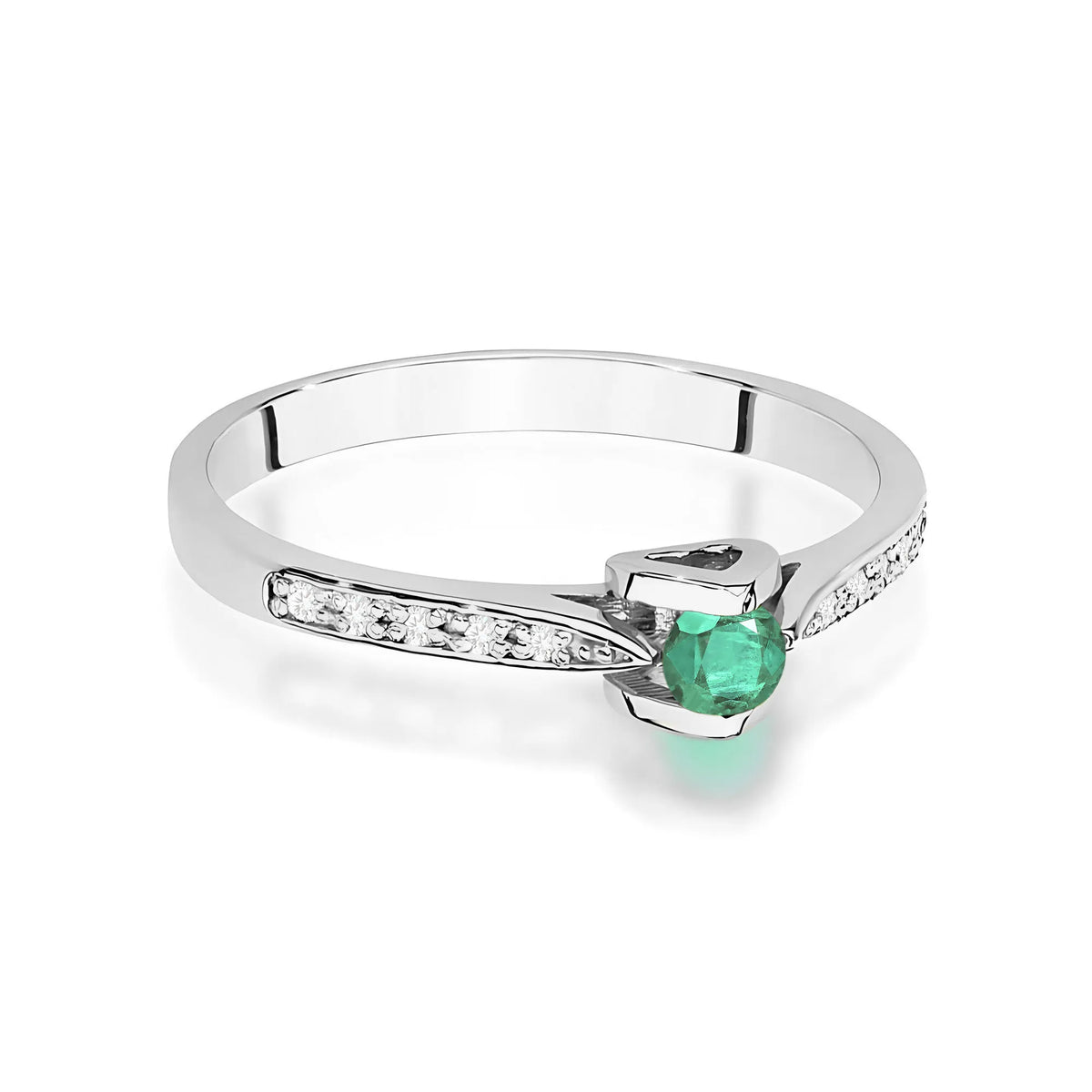 zlatý prsteň s 0,15 ct smaragdom a 0,05 ct diamantmi w0435-emg-01