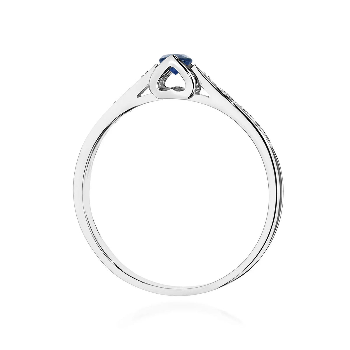 Prsteň z bieleho zlata s 0,15 ct zafírom a 0,05 ct diamantmi