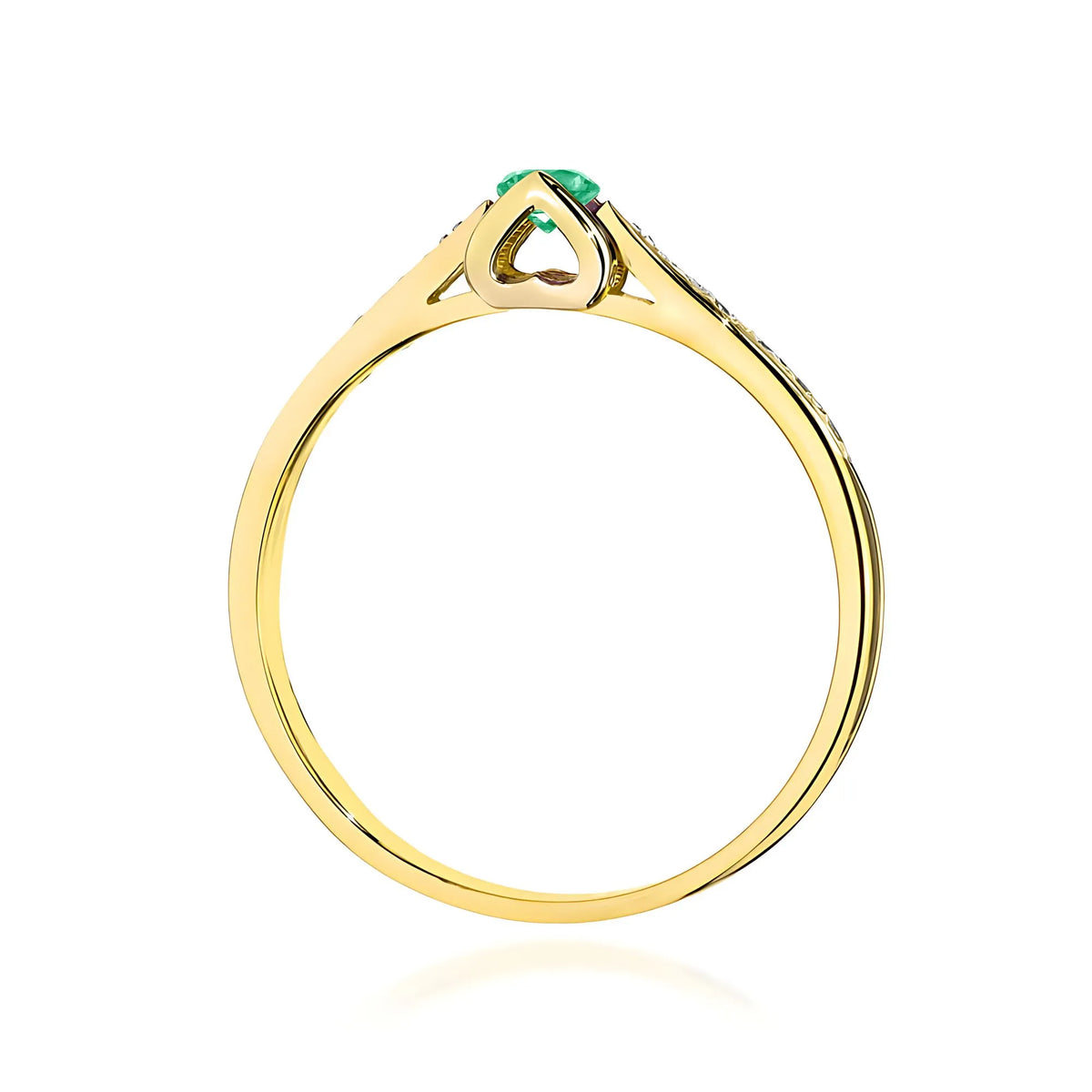zlatý prsteň s 0,15 ct smaragdom a 0,05 ct diamantmi w0435-emg-01