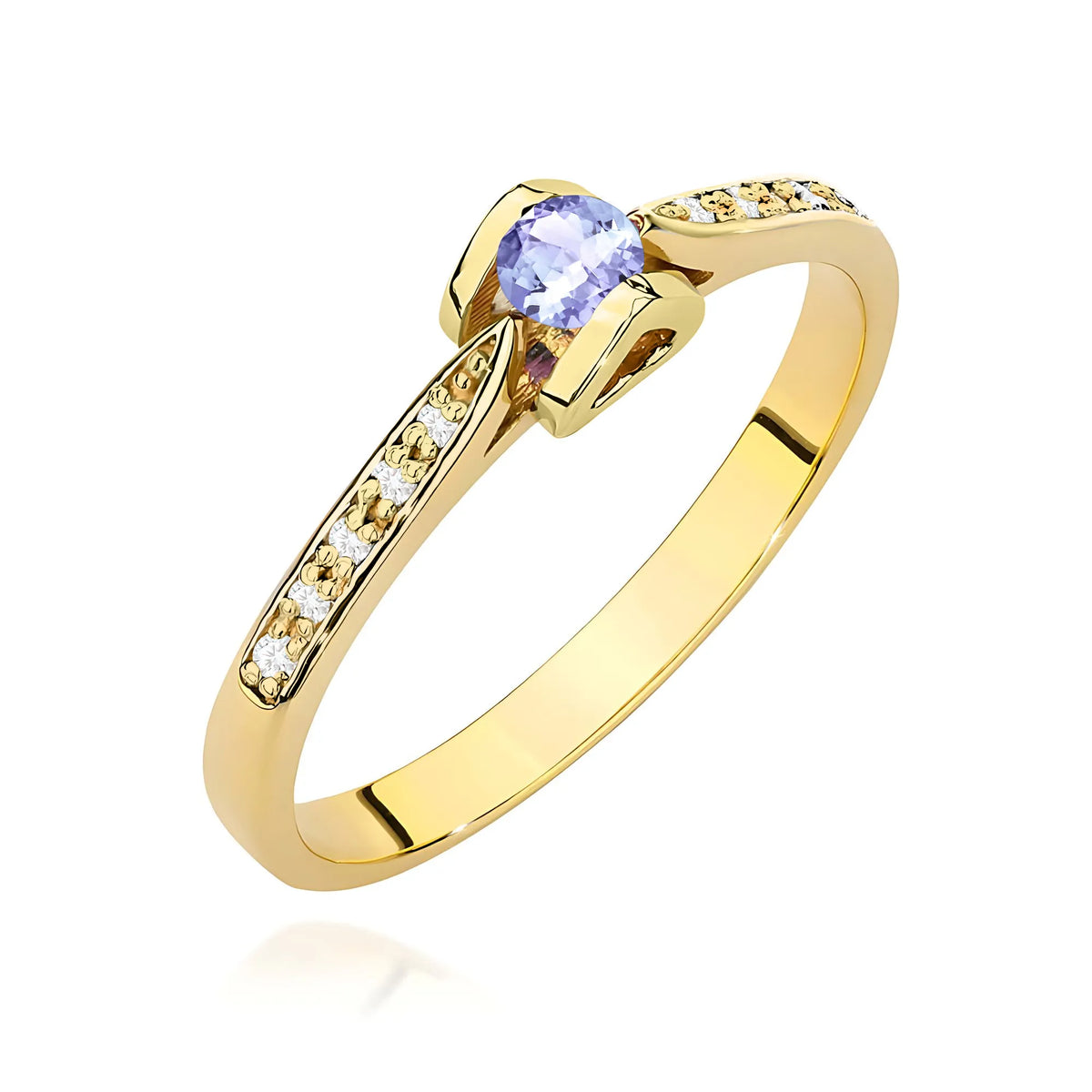 zlatý prsteň s 0,15 ct tanzanitom a 0,05 ct diamantmi w0435-tap-01