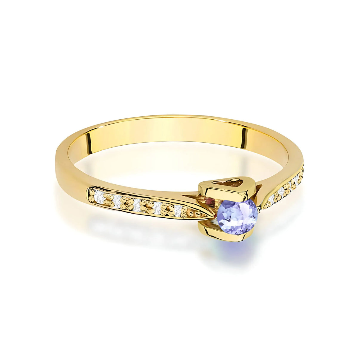 zlatý prsteň s 0,15 ct tanzanitom a 0,05 ct diamantmi w0435-tap-01