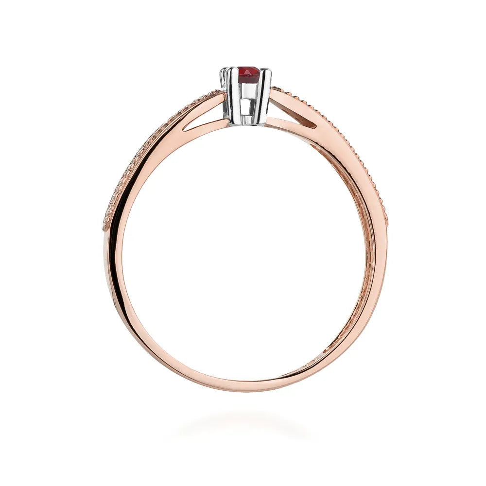 zlatý prsteň s 0,15 ct rubínom a 0,09 ct diamantmi w0449-rur-01