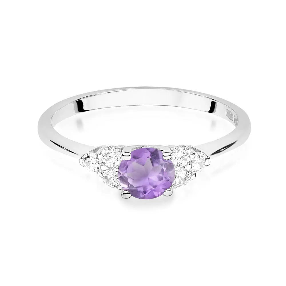 zlatý prsteň s 0,50 ct ametystom a 0,18 ct diamantmi w0451-amv-01