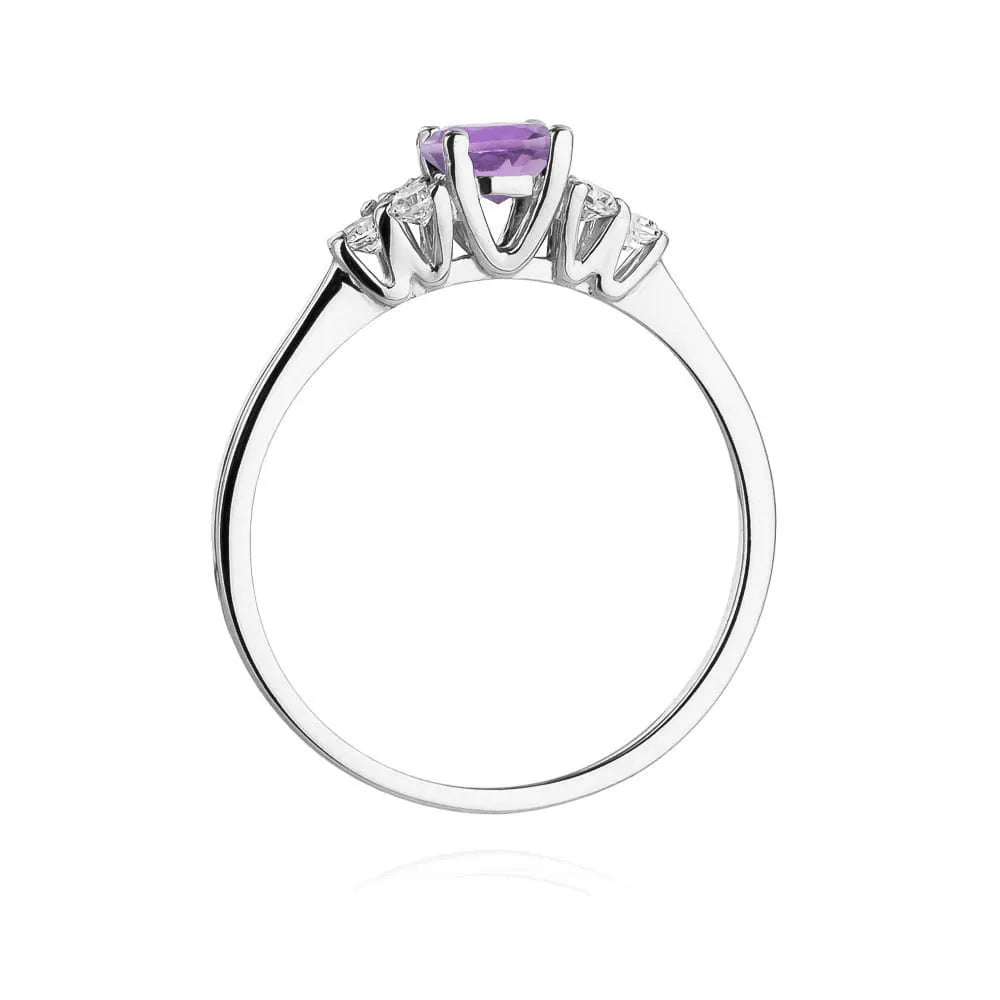 zlatý prsteň s 0,50 ct ametystom a 0,18 ct diamantmi w0451-amv-01