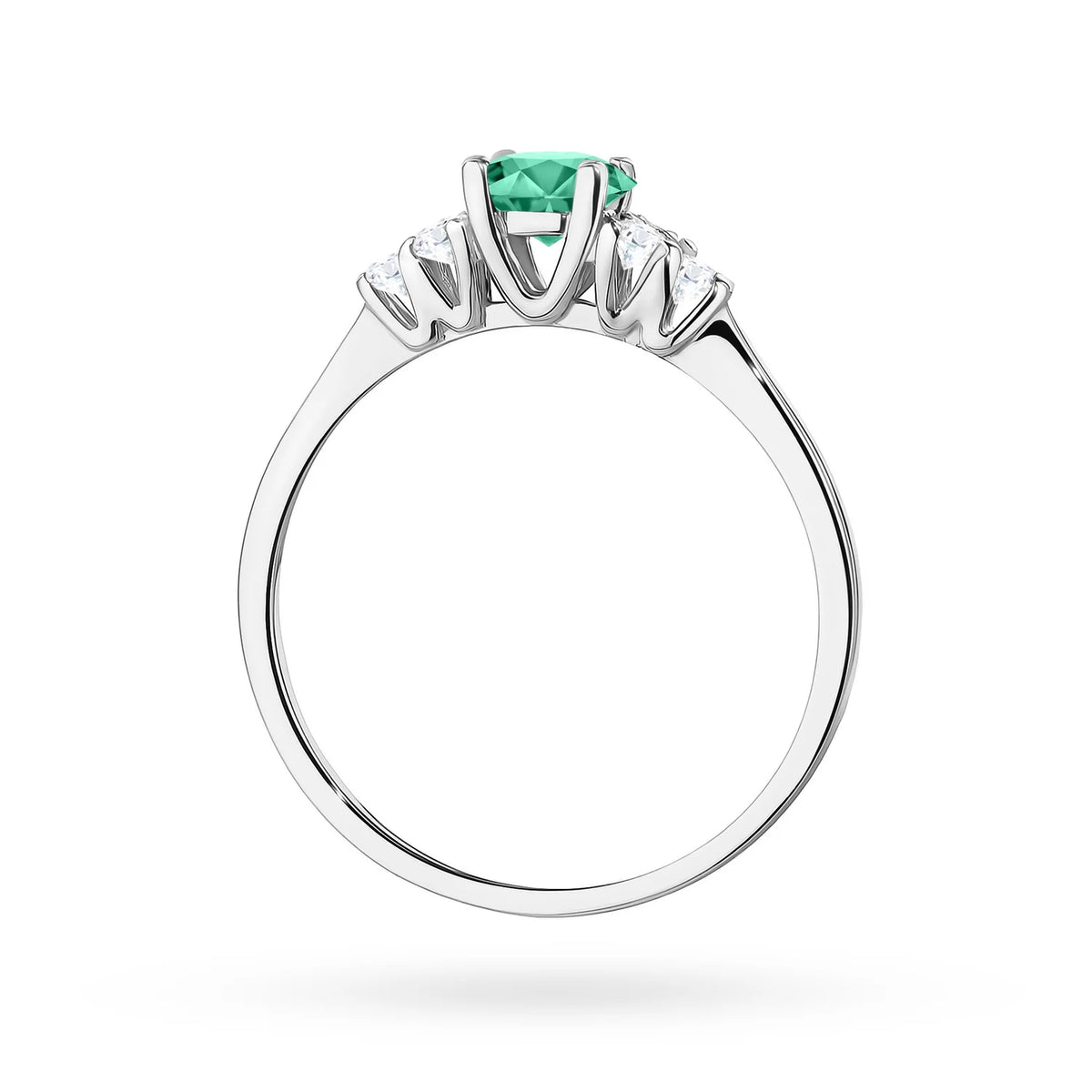 Diamantový prsteň z bieleho 14k zlata so smaragdom 0,50 ct a diamantmi 0,18 ct