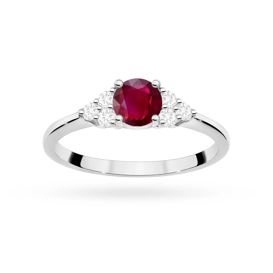 White Gold Ring with 0.60ct Ruby and 0.18ct Diamonds