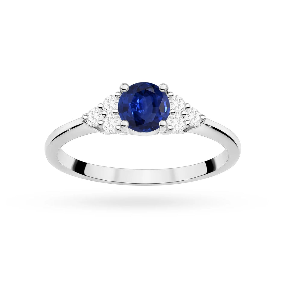 White Gold Ring with 0.50ct Sapphire and 0.18ct Diamonds