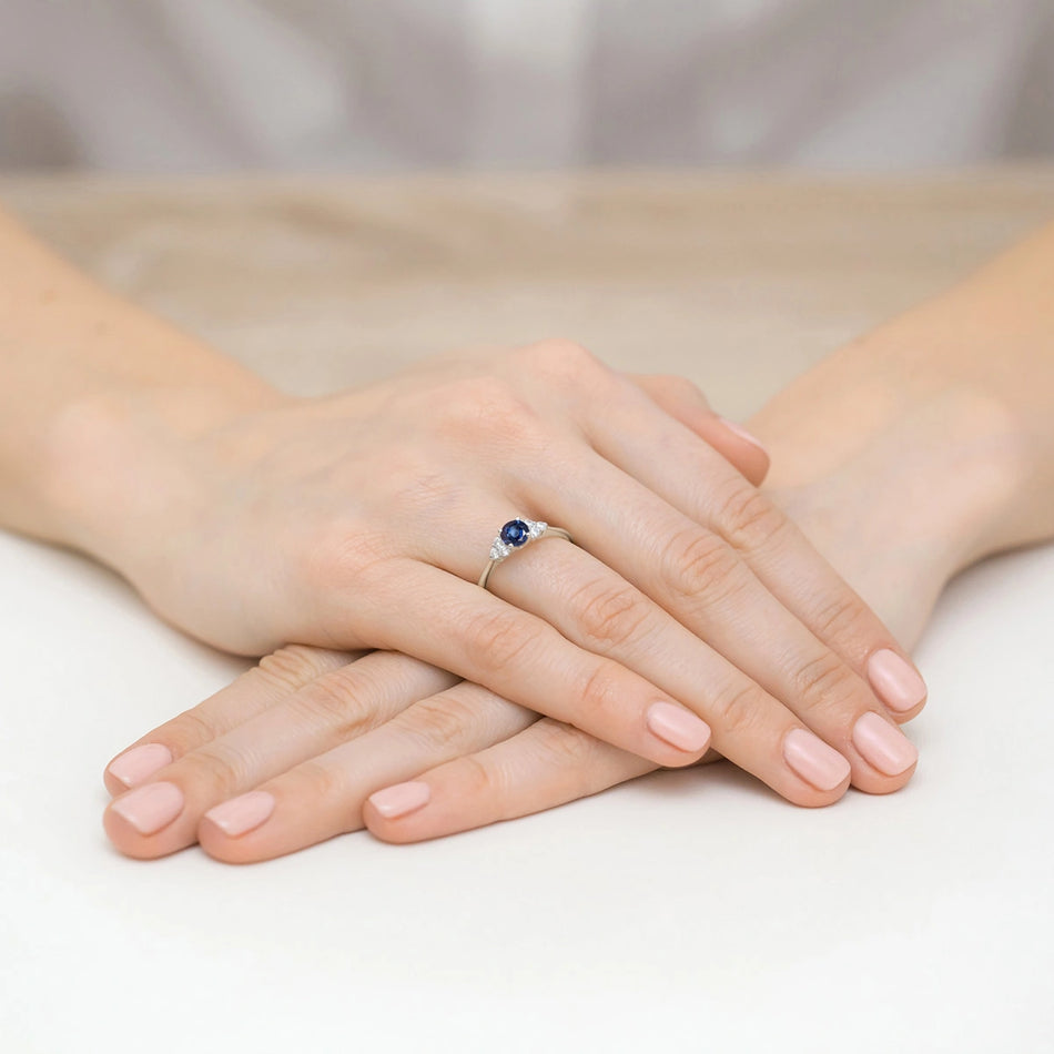 White Gold Ring with 0.50ct Sapphire and 0.18ct Diamonds