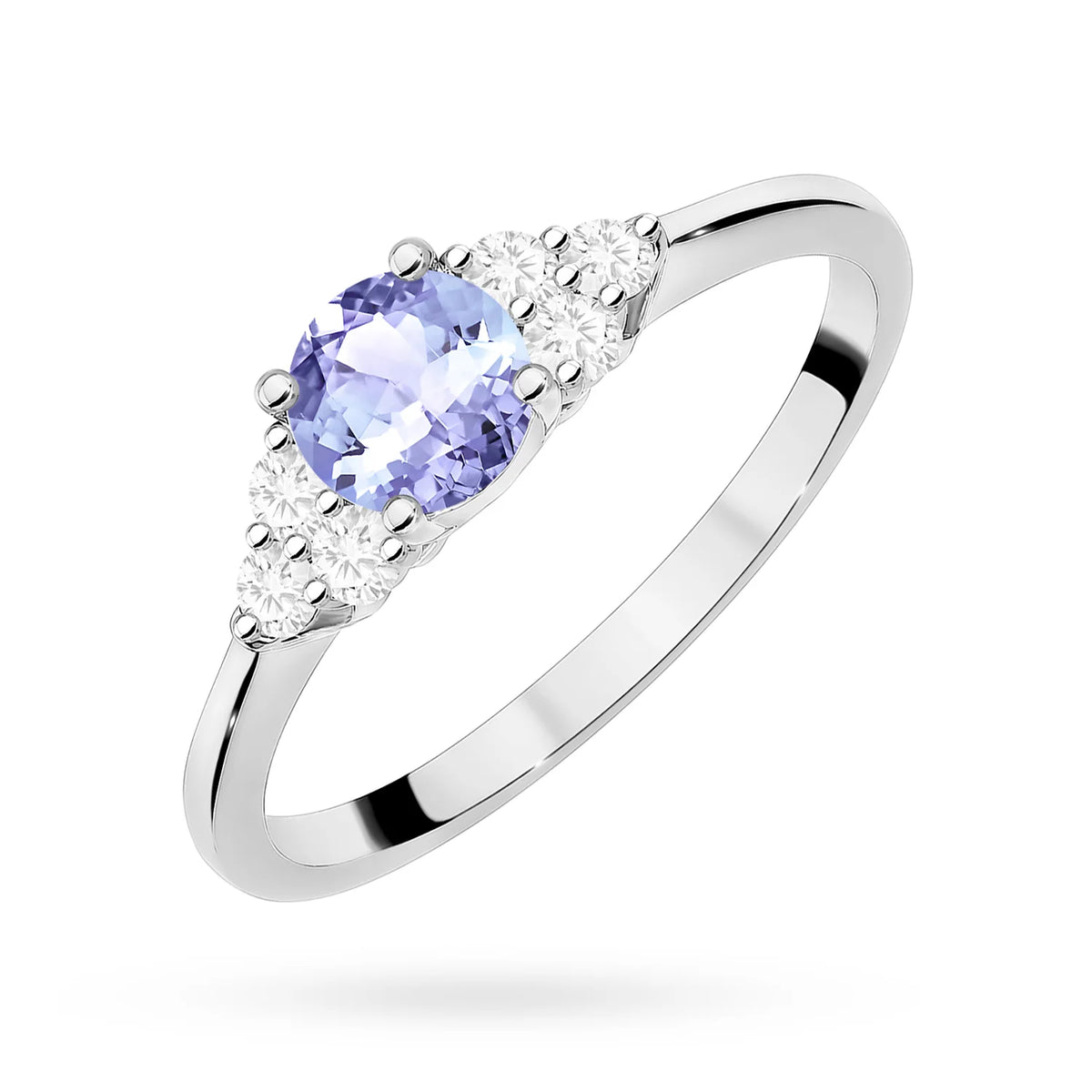Diamantový prsteň z bieleho 14k zlata s tanzanitom 0,50 ct a diamantmi 0,18 ct