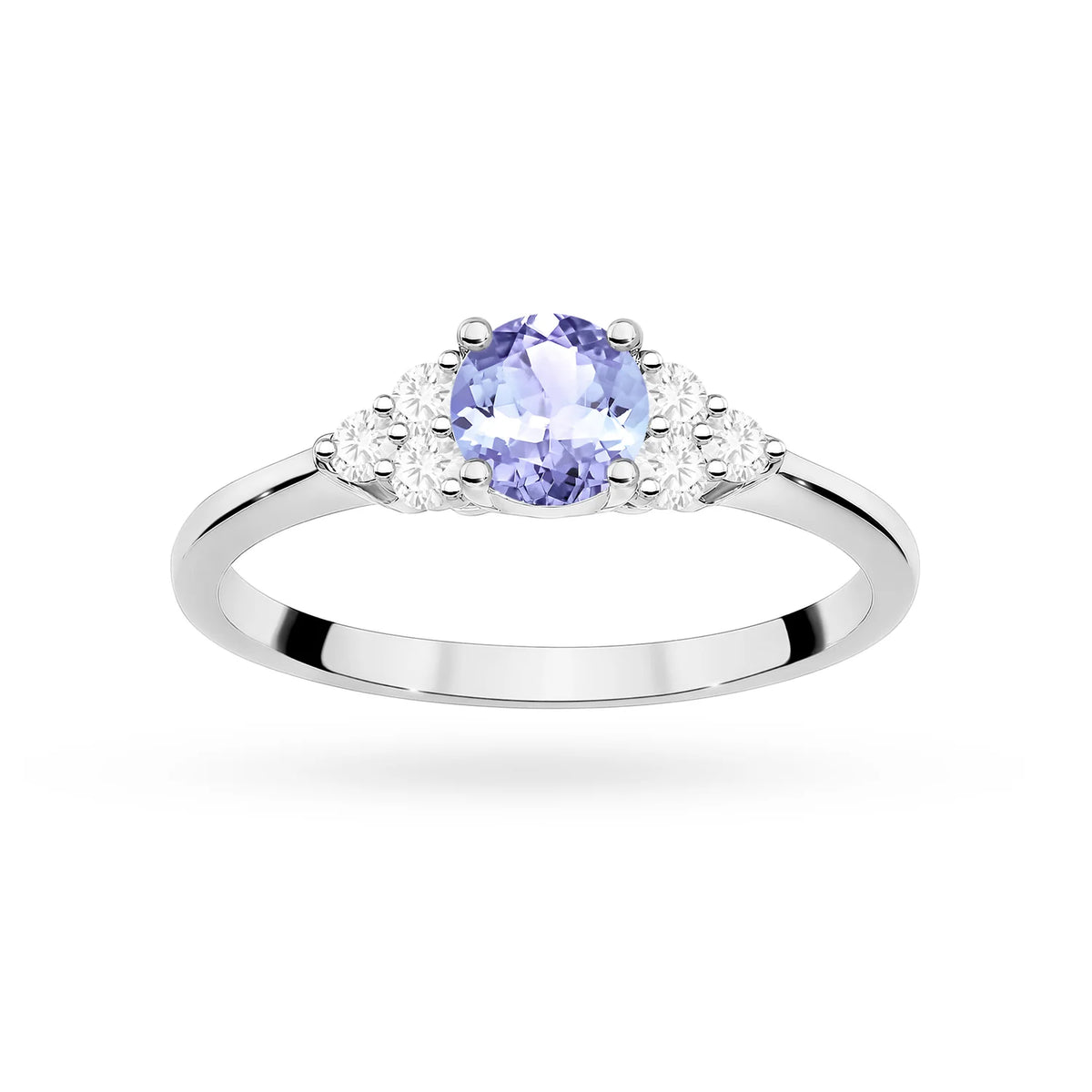 Diamantový prsteň z bieleho 14k zlata s tanzanitom 0,50 ct a diamantmi 0,18 ct