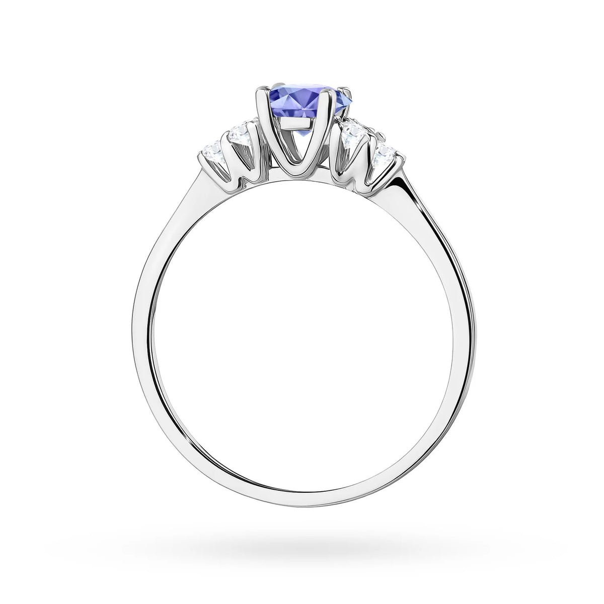 Diamantový prsteň z bieleho 14k zlata s tanzanitom 0,50 ct a diamantmi 0,18 ct