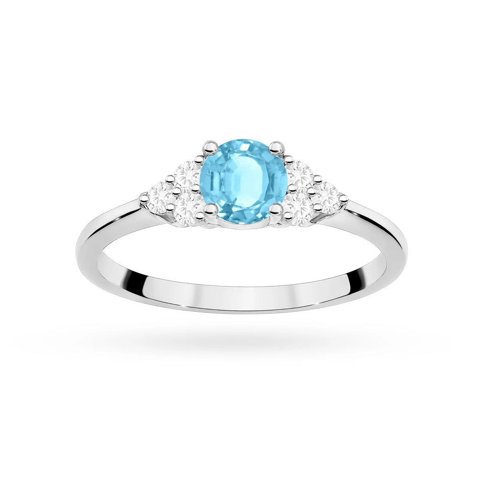 White Gold Ring with 0.50ct Topaz and 0.18ct Diamonds