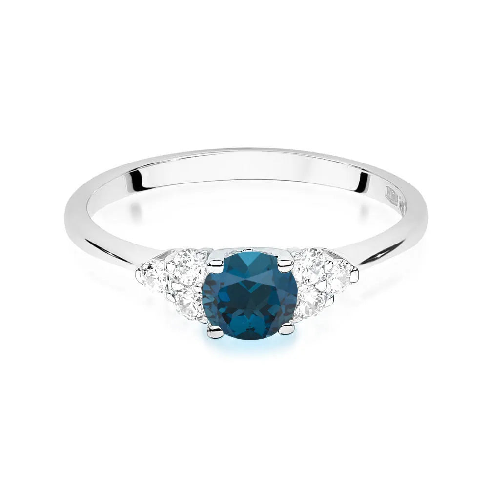 zlatý prsteň s 0,50 ct topásom london blue a 0,18 ct diamantmi w0451-tol-01