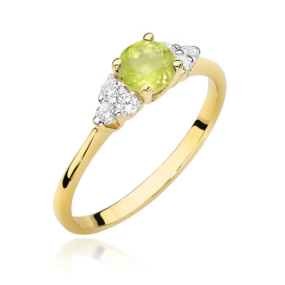 zlatý prsteň s 0,60 ct olivínom a 0,18 ct diamantmi w0451-peg-01