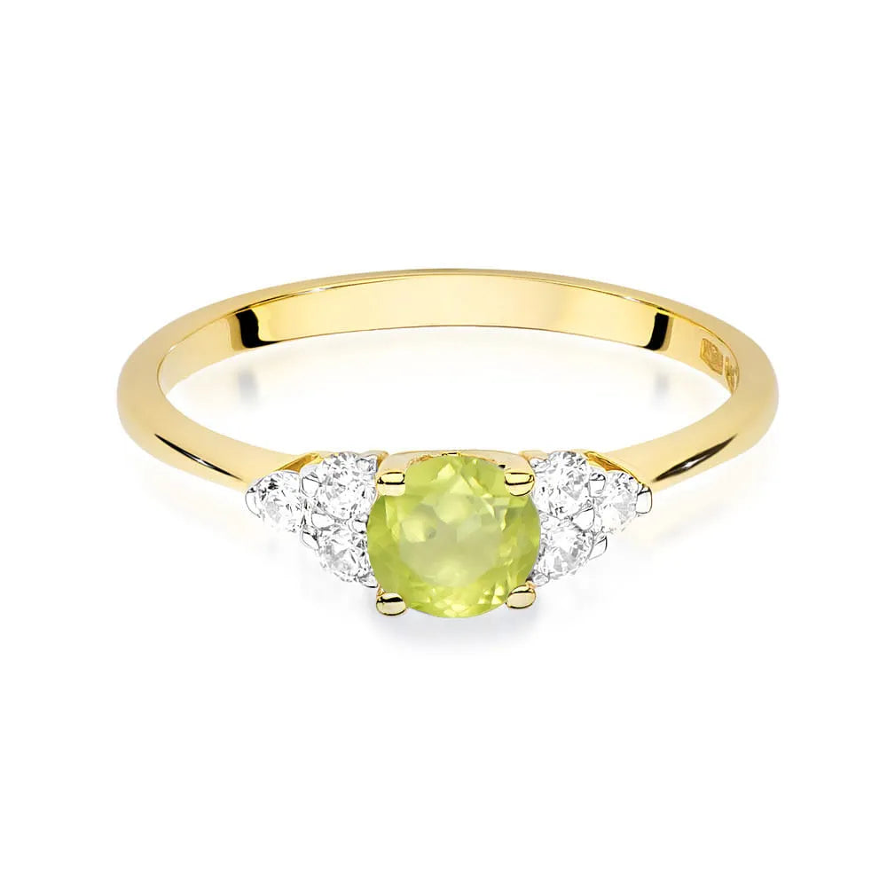 zlatý prsteň s 0,60 ct olivínom a 0,18 ct diamantmi w0451-peg-01