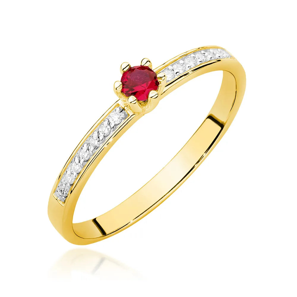 zlatý prsteň s 0,15 ct rubínom a 0,07 ct diamantmi w0459-rur-01