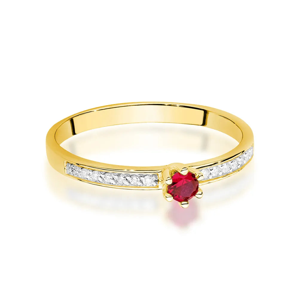 zlatý prsteň s 0,15 ct rubínom a 0,07 ct diamantmi w0459-rur-01