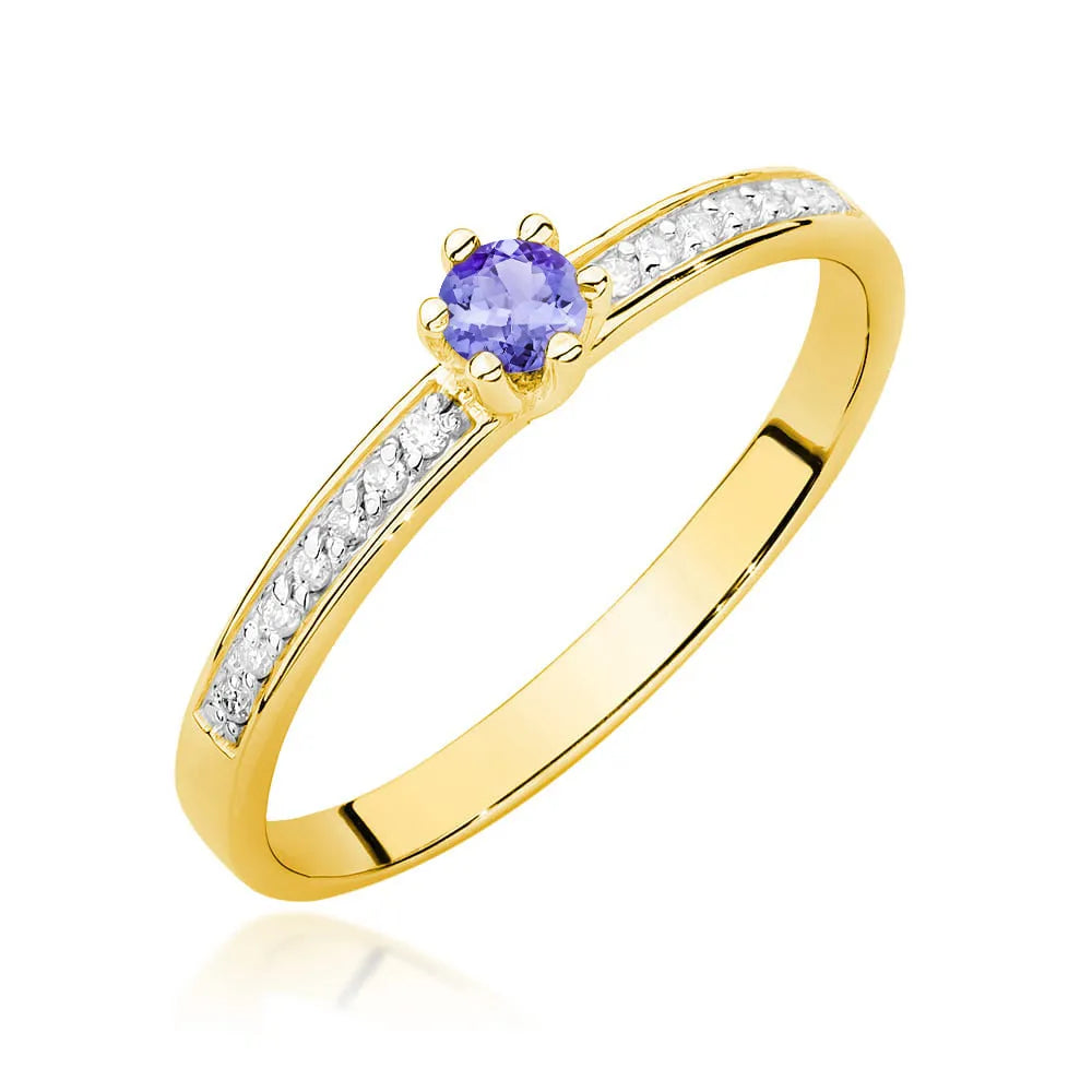 zlatý prsteň s 0,15 ct tanzanitom a 0,07 ct diamantmi w0459-tap-01