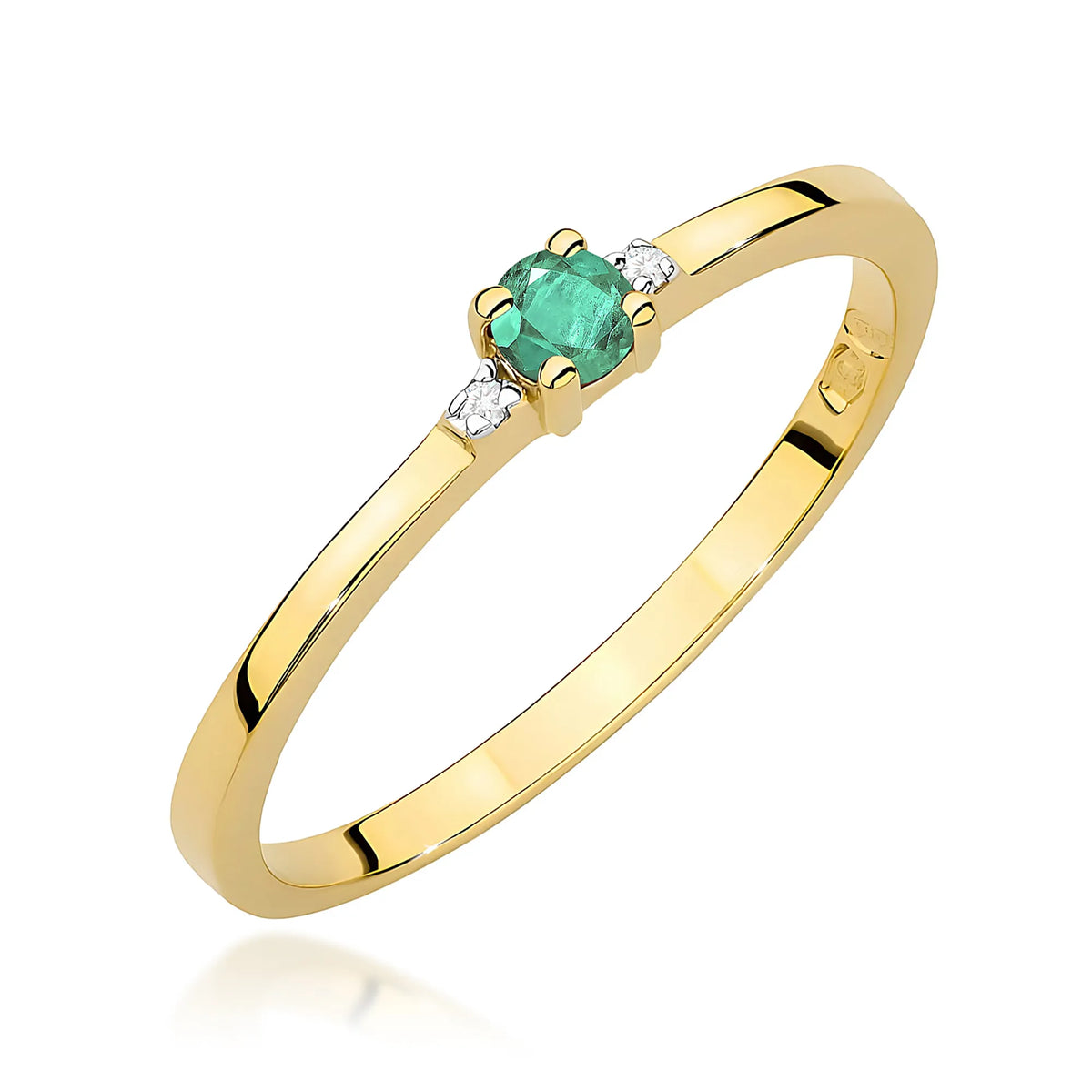 zlatý prsteň s 0,15 ct smaragdom a 0,01 ct diamantmi w0464-emg-01