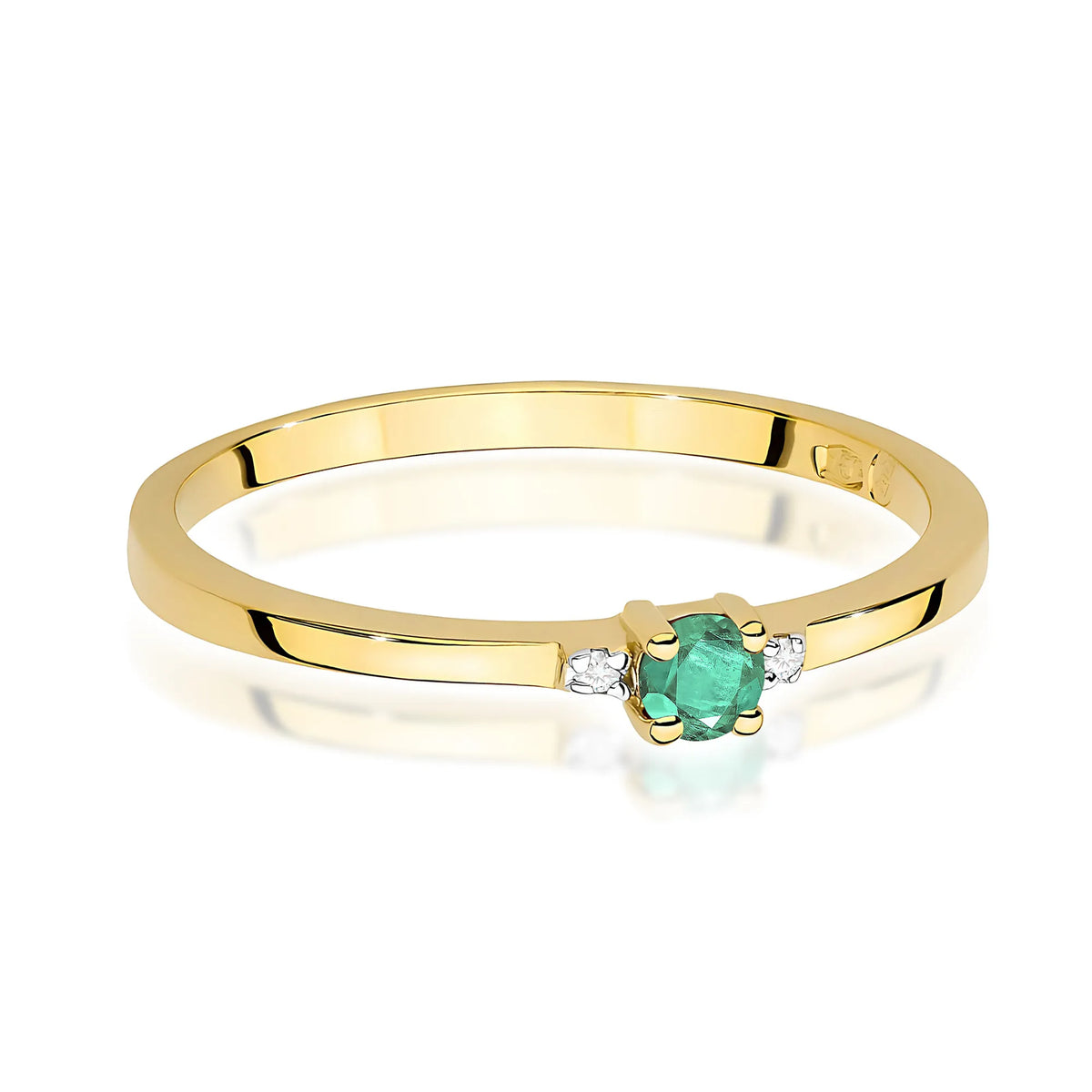 zlatý prsteň s 0,15 ct smaragdom a 0,01 ct diamantmi w0464-emg-01
