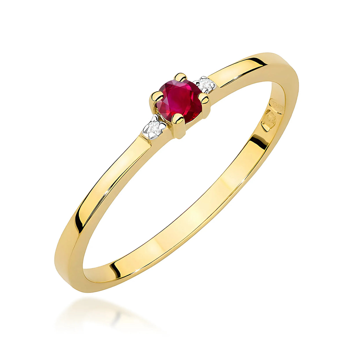 zlatý prsteň s 0,15 ct rubínom a 0,01 ct diamantmi w0464-rur-01