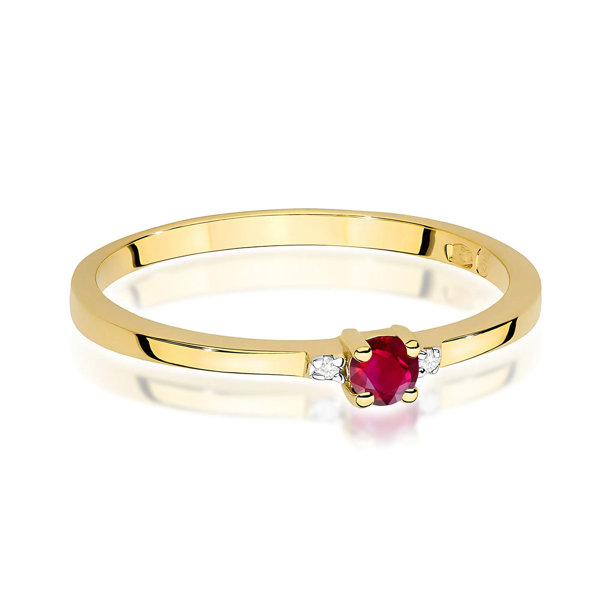 zlatý prsteň s 0,15 ct rubínom a 0,01 ct diamantmi w0464-rur-01