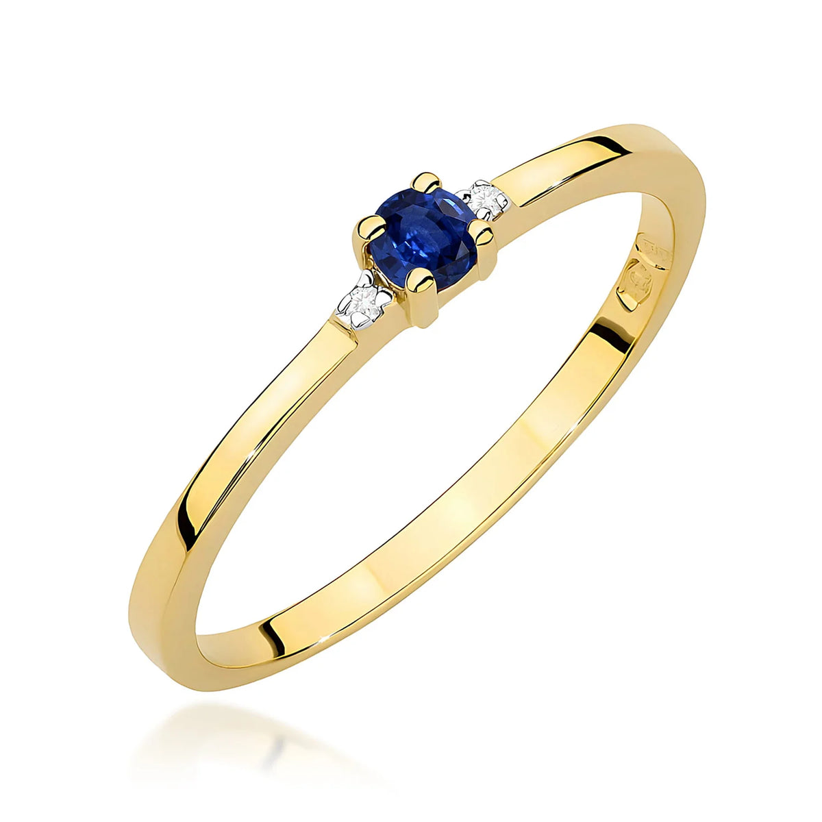 Zlatý prsteň s 0,15 ct zafírom a 0,01 ct diamantmi